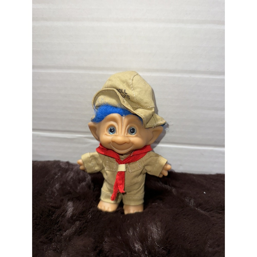 Vintage Ace Novelty Troll Scouts 5" Blue Hair Blue Eyes Excellent Condition